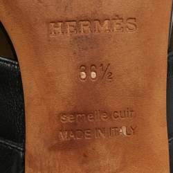 Pre Owned Hermes Ovation Size 36.5 Black Leather Slide Sandals