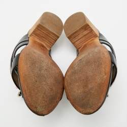 Pre Owned Hermes Ovation Size 36.5 Black Leather Slide Sandals