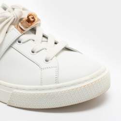 Pre Owned Hermes Day Size 36.5 White Leather Low Top Sneakers