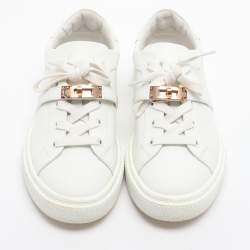 Pre Owned Hermes Day Size 36.5 White Leather Low Top Sneakers