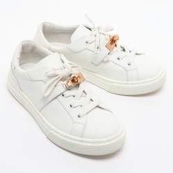 Pre Owned Hermes Day Size 36.5 White Leather Low Top Sneakers