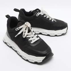 مملوكة مسبقًا Hermes Impulse Size 37 Black Leather and Satin Low Top Sneakers