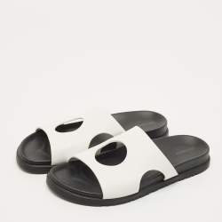 Pre Owned Hermes Edith Size 41 White Leather Flat Sandals