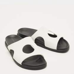 Pre Owned Hermes Edith Size 41 White Leather Flat Sandals