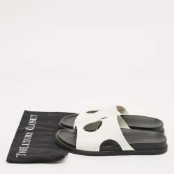 Pre Owned Hermes Edith Size 41 White Leather Flat Sandals