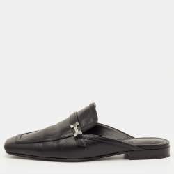 مملوكة مسبقًا Hermes Groupie Size 36 Black Leather Flat Mules