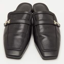 مملوكة مسبقًا Hermes Groupie Size 36 Black Leather Flat Mules
