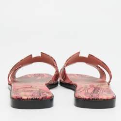 مملوكة مسبقًا Hermes Oran Size 39.5 Two Tone Leather Flat Sandals