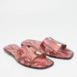 مملوكة مسبقًا Hermes Oran Size 39.5 Two Tone Leather Flat Sandals