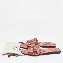 مملوكة مسبقًا Hermes Oran Size 39.5 Two Tone Leather Flat Sandals
