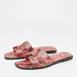 مملوكة مسبقًا Hermes Oran Size 39.5 Two Tone Leather Flat Sandals