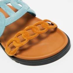 Pre Owned صندل هيرمس سحاب شمواه أزرق مقاس إكسترا 37.5