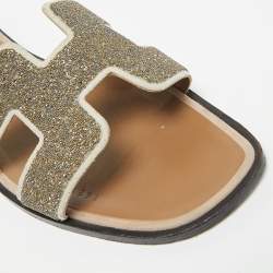 مملوكة مسبقًا صندل فلات هيرمس أوران غليتر وسويدي بيج مقاس 39