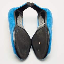 مملوكة مسبقًا Hermes Size 39 Blue Suede Peep Toe Pumps