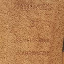 مملوكة مسبقًا صندل هيرمس كعب عريض اوستيا جلد بني طبيعي مقاس 38