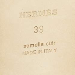 مملوكة مسبقًا Hermes Oran Size 39 Green Leather Flat Slide