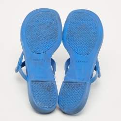 Pre Owned Hermes Egerie Size 38 Blue Rubber Thong Sandals