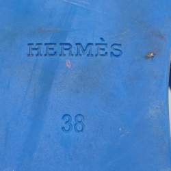 Pre Owned Hermes Egerie Size 38 Blue Rubber Thong Sandals