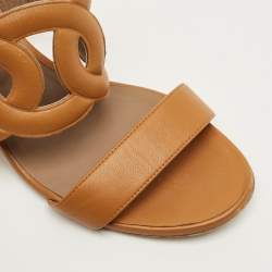Pre Owned Hermes Bikini Size 40 Brown Leather Slide Sandals