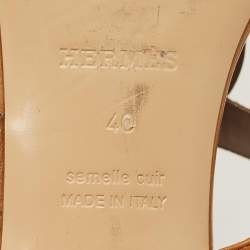Pre Owned Hermes Bikini Size 40 Brown Leather Slide Sandals