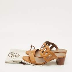 Pre Owned Hermes Bikini Size 40 Brown Leather Slide Sandals