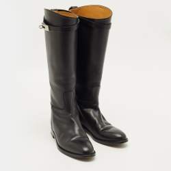 مملوكة مسبقًا حذاء بوت ركوب هيَرْمِس جِلْد أسود مقاس 38.5