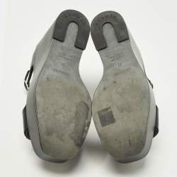 Pre Owned صندل إسفين هيرمس هيلدا 80 جلد أسود بحزام على الكاحل مقاس 37