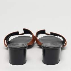 مملوكة مسبقًا Hermes Oasis Size 37 Brown Leather Slide Sandals