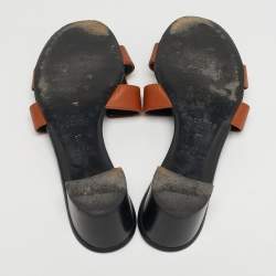 مملوكة مسبقًا Hermes Oasis Size 37 Brown Leather Slide Sandals