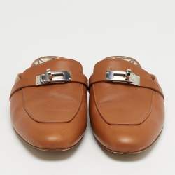 Pre Owned حذاء مفتوح من الخلف هيرمس أوز جلد بني مقاس 38