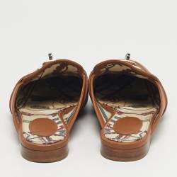 Pre Owned حذاء مفتوح من الخلف هيرمس أوز جلد بني مقاس 38