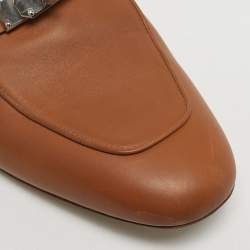 Pre Owned حذاء مفتوح من الخلف هيرمس أوز جلد بني مقاس 38