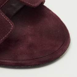 مملوكة مسبقًا Hermes Oasis Size 40 Burgundy Suede Slide Sandals