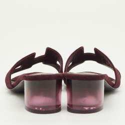 مملوكة مسبقًا Hermes Oasis Size 40 Burgundy Suede Slide Sandals