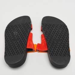 Pre Owned Hermès Chypre Size 37 Yellow/Red Suede Flat Sandals