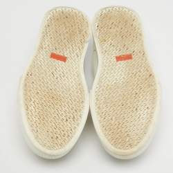 Pre Owned Hermes Day Size 37 White/Beige Leather Lace Up Sneakers