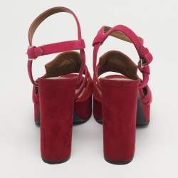 مملوكة مسبقًا Hermes Kelly Size 39 Multicolor Suede Platform Sandals