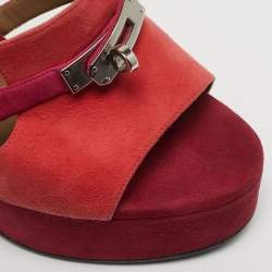مملوكة مسبقًا Hermes Kelly Size 39 Multicolor Suede Platform Sandals