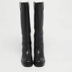 Pre Owned Hermes Size 36 Black Leather Knee Length Boots