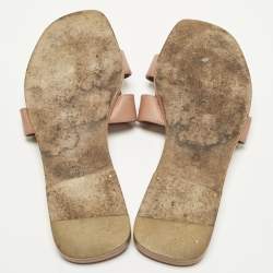 مملوكة مسبقًا Hermes Oran Size 38 Beige Leather Flat Slides