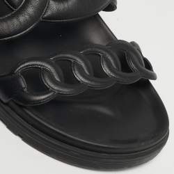 مملوكة مسبقًا Hermes Extra Size 36 Black Leather Flat Sandals