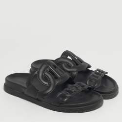مملوكة مسبقًا Hermes Extra Size 36 Black Leather Flat Sandals