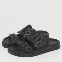 مملوكة مسبقًا Hermes Extra Size 36 Black Leather Flat Sandals