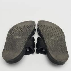 مملوكة مسبقًا Hermes Extra Size 36 Black Leather Flat Sandals