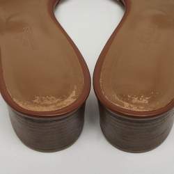 Pre Owned Hermes Oasis Size 40 Brown Leather Slide Sandals