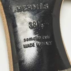 مملوكة مسبقًا Hermes Oasis Size 38.5 Beige Suede Crystal Embellished Slide Sandals