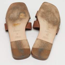 Pre Owned صندل سلايد هيرمس أوران فلات جلد أبيض مقاس 39