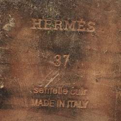 Pre Owned صندل فلات هيرمس أوران جلد أزرق مقاس 40