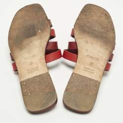 مملوكة مسبقًا Hermes Amore Size 37 Two Tone Leather Flat Slides