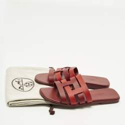 مملوكة مسبقًا Hermes Amore Size 37 Two Tone Leather Flat Slides